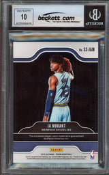 Ja Morant Autographed 2019-20 Panini Prizm Sensational Swatches Rookie Card #2 Memphis Grizzlies Auto Grade Gem Mint 10 With Jersey Relic Beckett BAS #15249218