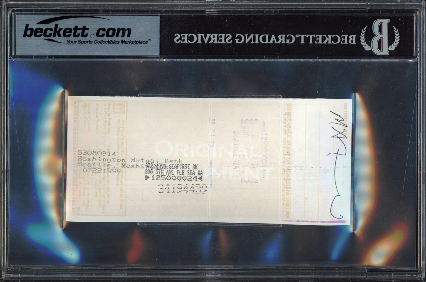 Bill Russell Autographed Check Boston Celtics Auto Grade Gem Mint 10 Beckett BAS #15498753