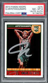 Giannis Antetokounmpo Autographed 2013 Panini Hoops Rookie Card #275 Milwaukee Bucks PSA 8 PSA/DNA #61196750