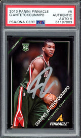 Giannis Antetokounmpo Autographed 2013 Panini Pinnacle Rookie Card #5 Milwaukee Bucks Auto Grade Mint 9 PSA/DNA #61197003