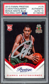 Giannis Antetokounmpo Autographed 2013 Panini Prestige Rookie Card #175 Milwaukee Bucks Auto Grade Gem Mint 10 PSA/DNA #61196706