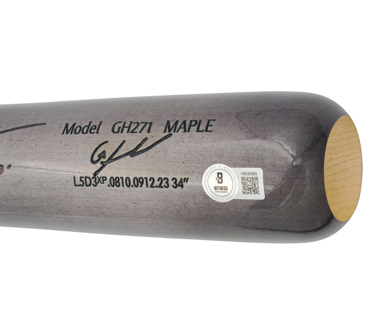 Gunnar Henderson Autographed Gray Chandler Player Model Baseball Bat Baltimore Orioles "AL ROY 23" Beckett BAS Witness Stock #225829