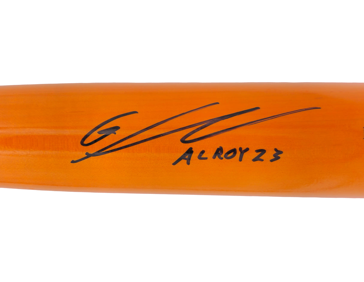 Gunnar Henderson Autographed Orange Chandler Player Model Baseball Bat Baltimore Orioles "AL ROY 23" Beckett BAS Witness Stock #225827