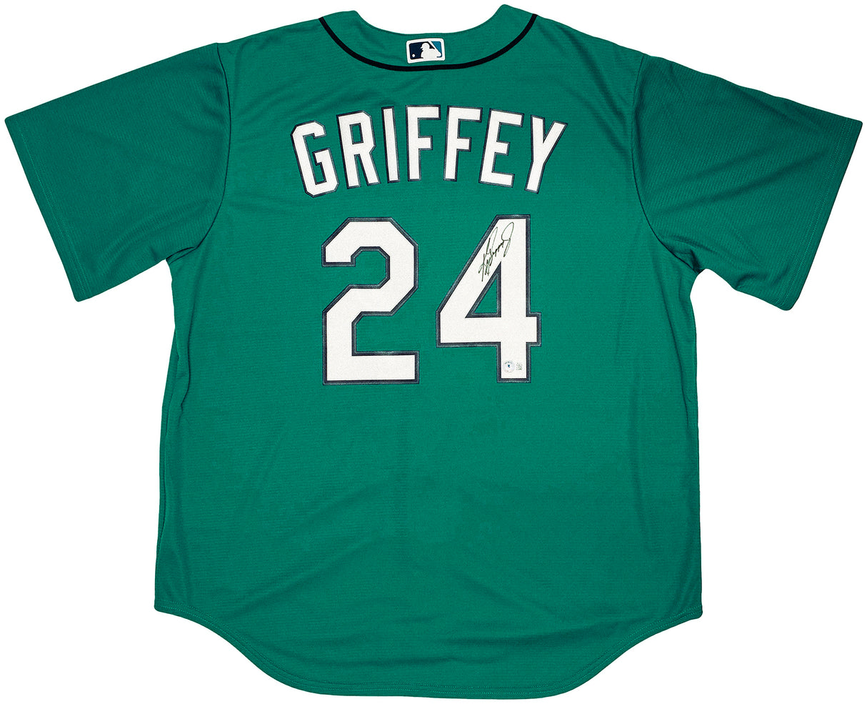 Seattle Mariners Ken Griffey Jr. Autographed Teal Nike Jersey Size XL Beckett BAS Witness Stock #212480