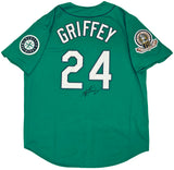 Seattle Mariners Ken Griffey Jr. Autographed Teal Authentic Mitchell & Ness 1995 Authentic Cooperstown Collection Jersey Size XL Negro League Patch Beckett BAS Witness Stock #212468