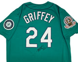 Seattle Mariners Ken Griffey Jr. Autographed Teal Authentic Mitchell & Ness 1995 Authentic Cooperstown Collection Jersey Size XL Negro League Patch Beckett BAS Witness Stock #212468