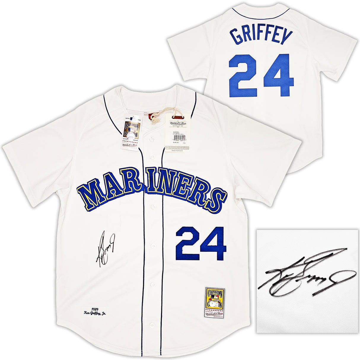 Seattle Mariners Ken Griffey Jr. Autographed White Authentic Mitchell & Ness 1989 Authentic Cooperstown Collection Jersey Size L Beckett BAS Witness Stock #212479