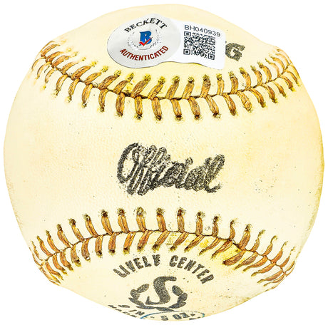 Willie Davis Autographed Official League Baseball Los Angeles Dodgers Vintage Signature Beckett BAS QR #BH040939