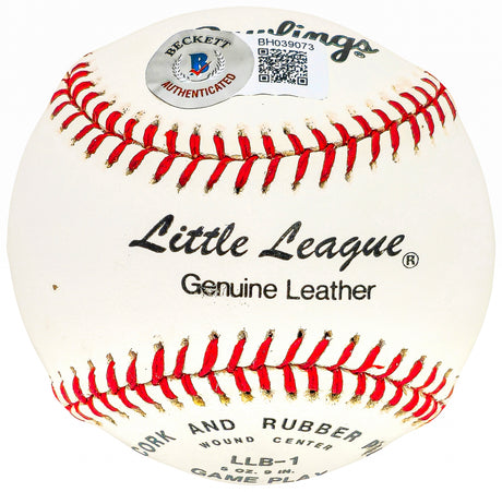 Bobby Thomson Autographed Official Little League Baseball New York Giants Beckett BAS QR #BH039073