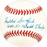 Freddie Sanford Autographed Official AL Baseball New York Yankees "1949-51 World Champs" SKU #226023