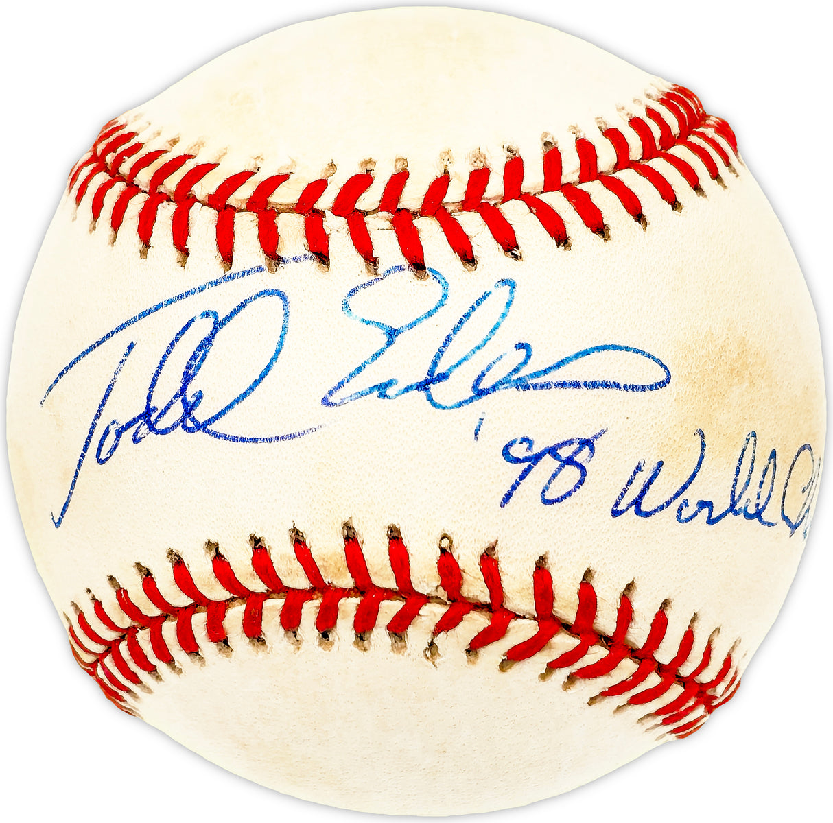 Todd Erdos Autographed Official AL Baseball New York Yankees "98 World Champs" SKU #226200