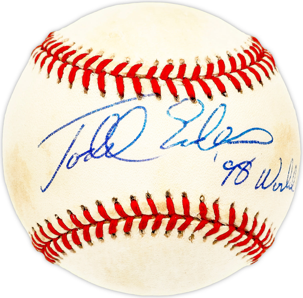 Todd Erdos Autographed Official AL Baseball New York Yankees "98 World Champs" SKU #226200