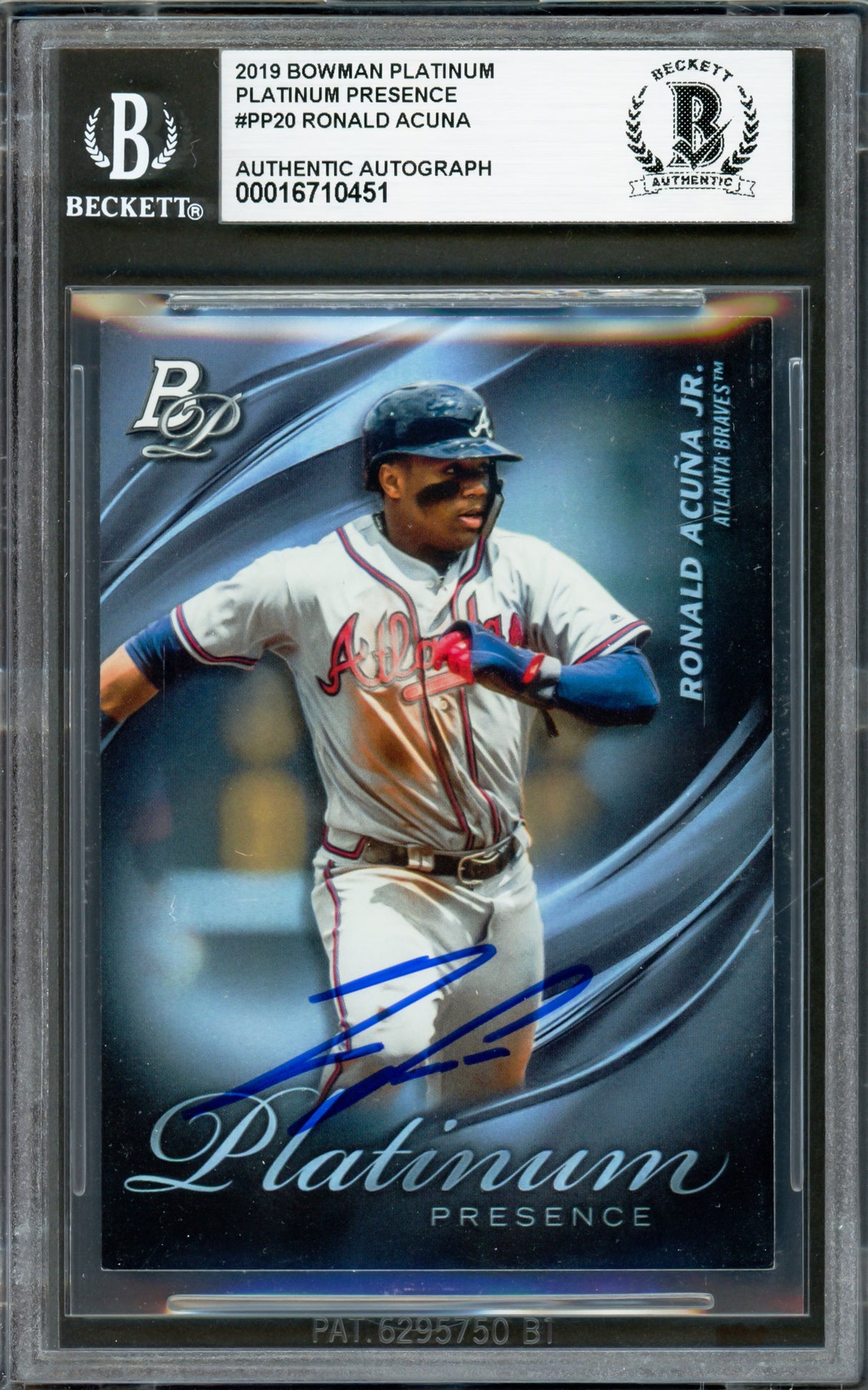 Ronald Acuna Jr. Autographed 2019 Bowman Platinum Presence Card #PP20 Atlanta Braves Beckett BAS #16710451