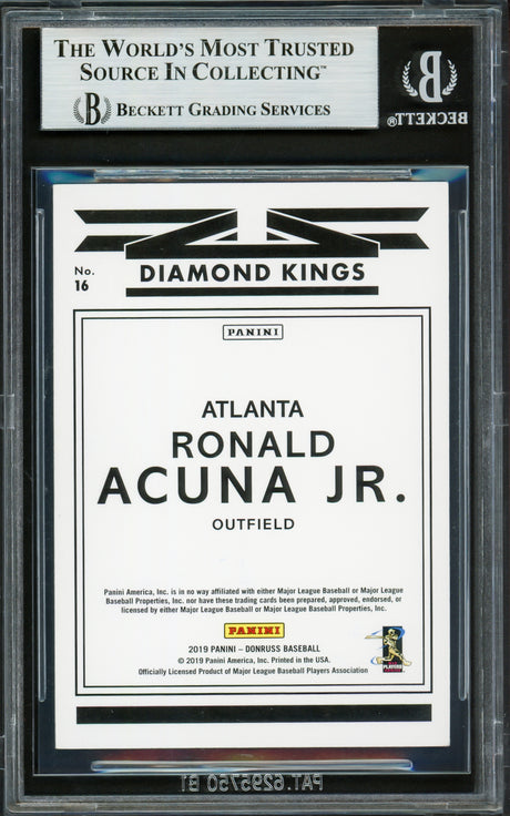 Ronald Acuna Jr. Autographed 2019 Donruss Diamond Kings Card #16 Atlanta Braves Beckett BAS #16710467