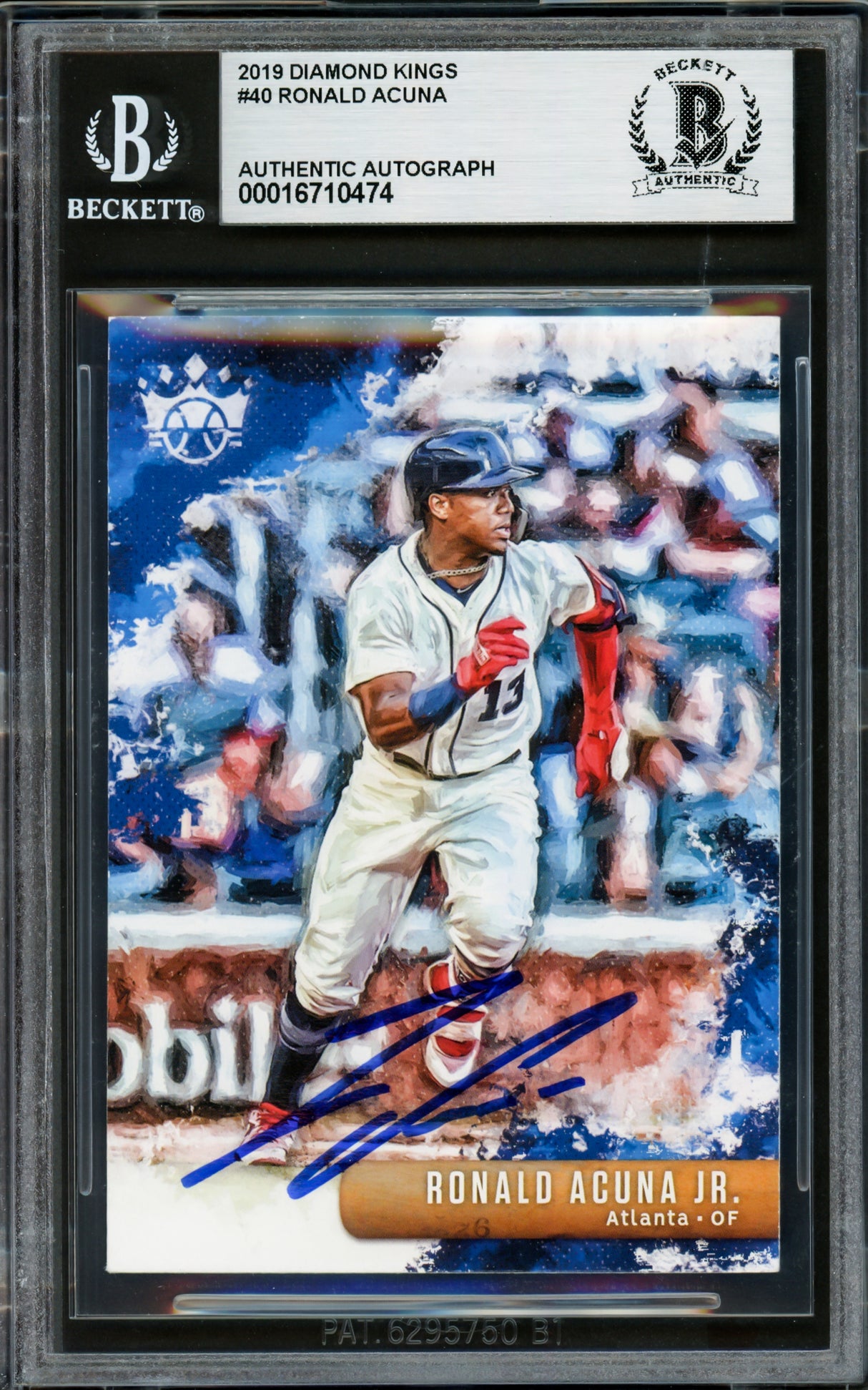 Ronald Acuna Jr. Autographed 2019 Donruss Diamond Kings Card #40 Atlanta Braves Beckett BAS #16710474