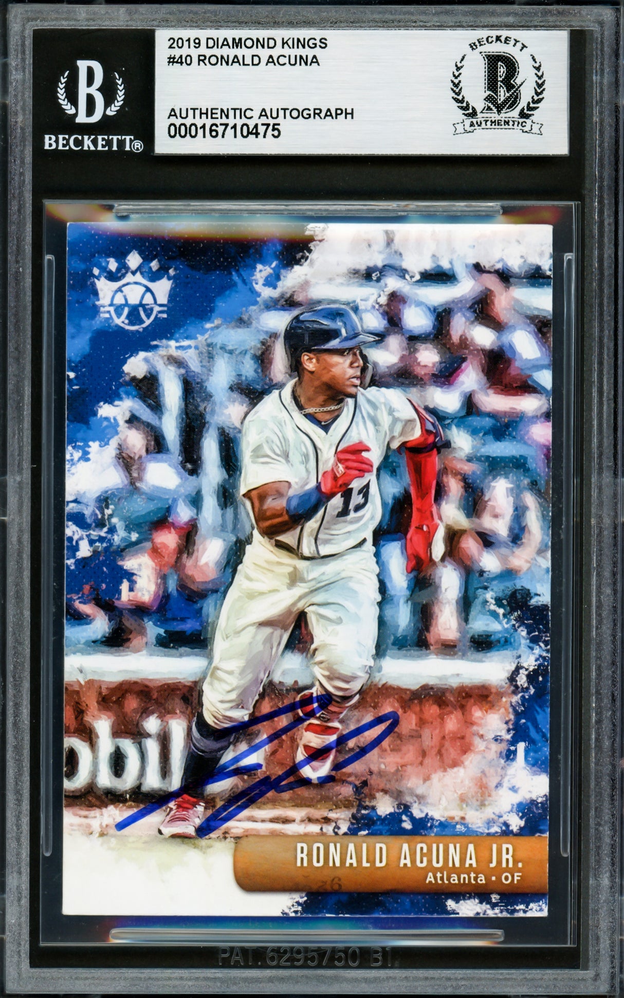 Ronald Acuna Jr. Autographed 2019 Donruss Diamond Kings Card #40 Atlanta Braves Beckett BAS #16710475