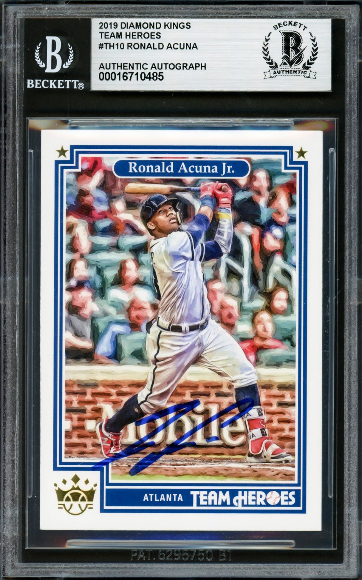 Ronald Acuna Jr. Autographed 2019 Panini Diamond Kings Heroes Card #TH10 Atlanta Braves Beckett BAS #16710485