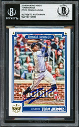 Ronald Acuna Jr. Autographed 2019 Panini Diamond Kings Heroes Card #TH10 Atlanta Braves Beckett BAS #16710485