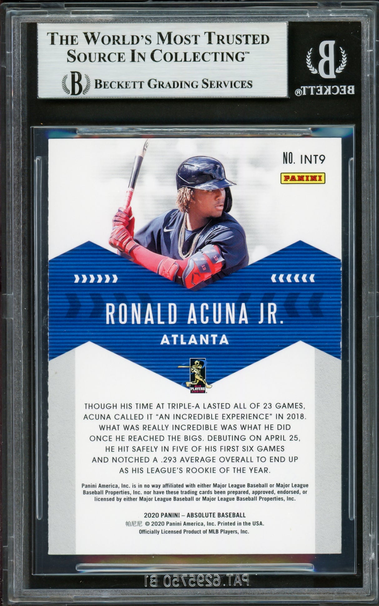 Ronald Acuna Jr. Autographed 2019 Absolute Introductions Card #INT9 Atlanta Braves Beckett BAS #16710504