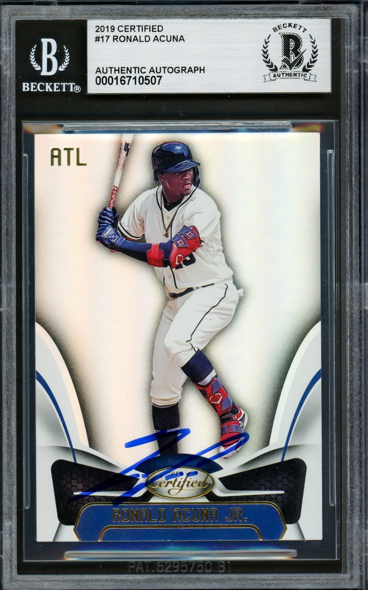 Ronald Acuna Jr. Autographed 2019 Panini Certified Card #17 Atlanta Braves Beckett BAS #16710507