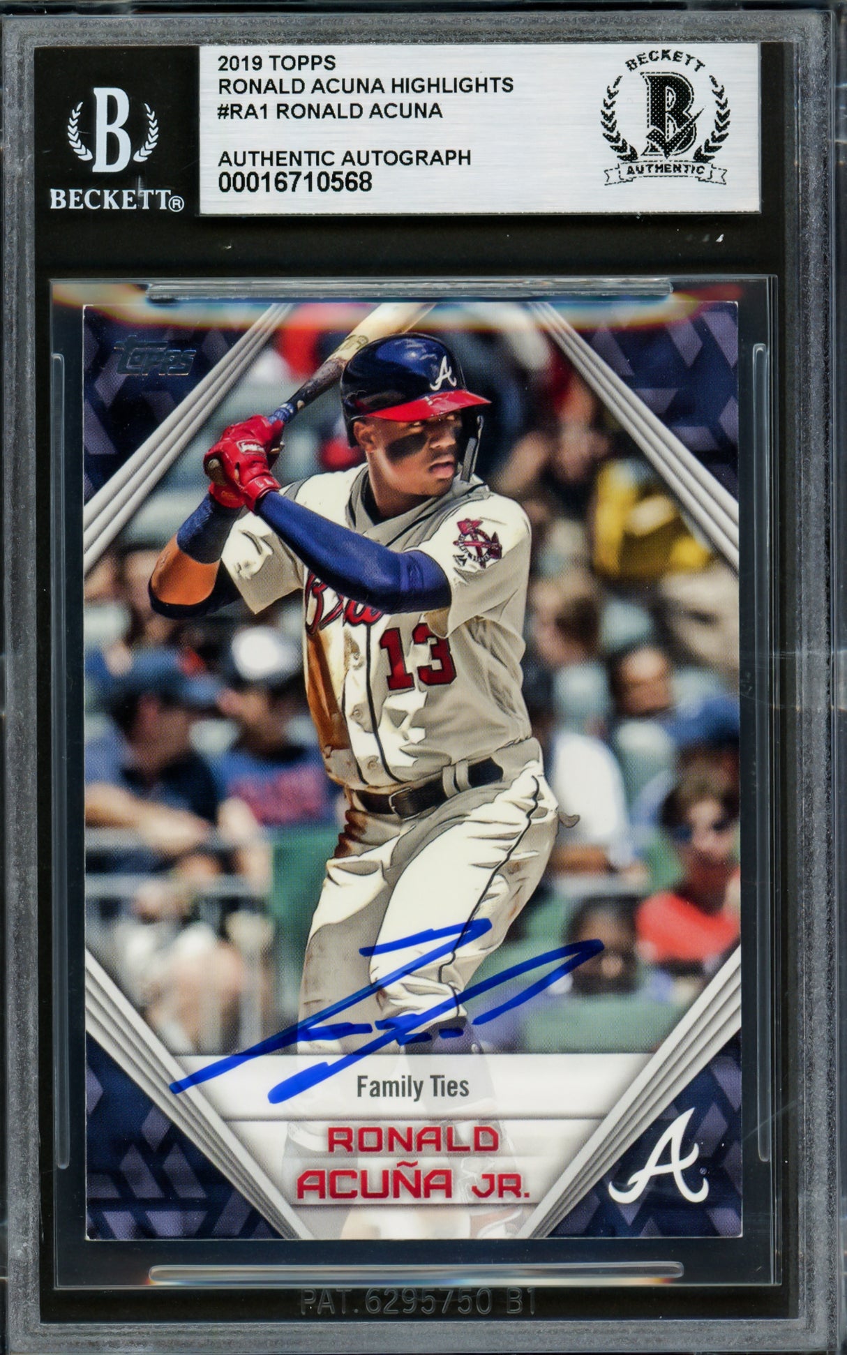 Ronald Acuna Jr. Autographed 2019 Topps Player Highlights Card #RA-1 Atlanta Braves Beckett BAS #16710568