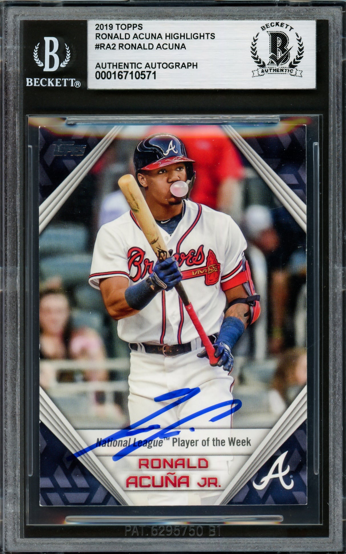 Ronald Acuna Jr. Autographed 2019 Topps Player Highlights Card #RA-2 Atlanta Braves Beckett BAS #16710571