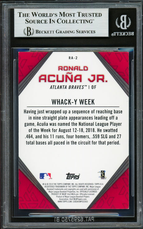 Ronald Acuna Jr. Autographed 2019 Topps Player Highlights Card #RA-2 Atlanta Braves Beckett BAS #16710571