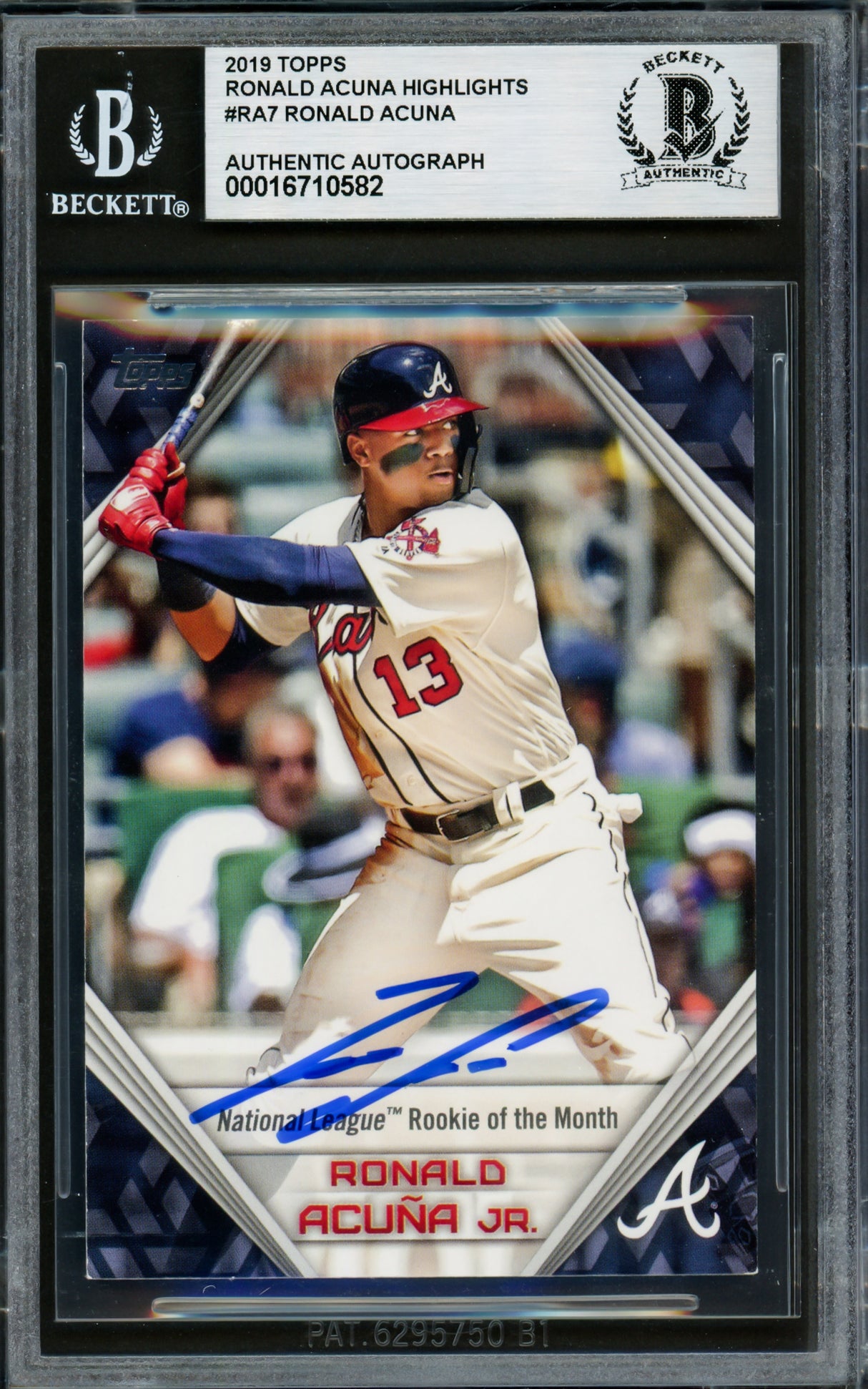 Ronald Acuna Jr. Autographed 2019 Topps Player Highlights Card #RA-7 Atlanta Braves Beckett BAS #16710582