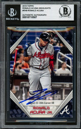 Ronald Acuna Jr. Autographed 2019 Topps Player Highlights Card #RA-8 Atlanta Braves Beckett BAS #16710587