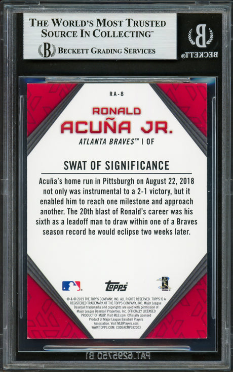 Ronald Acuna Jr. Autographed 2019 Topps Player Highlights Card #RA-8 Atlanta Braves Beckett BAS #16710587