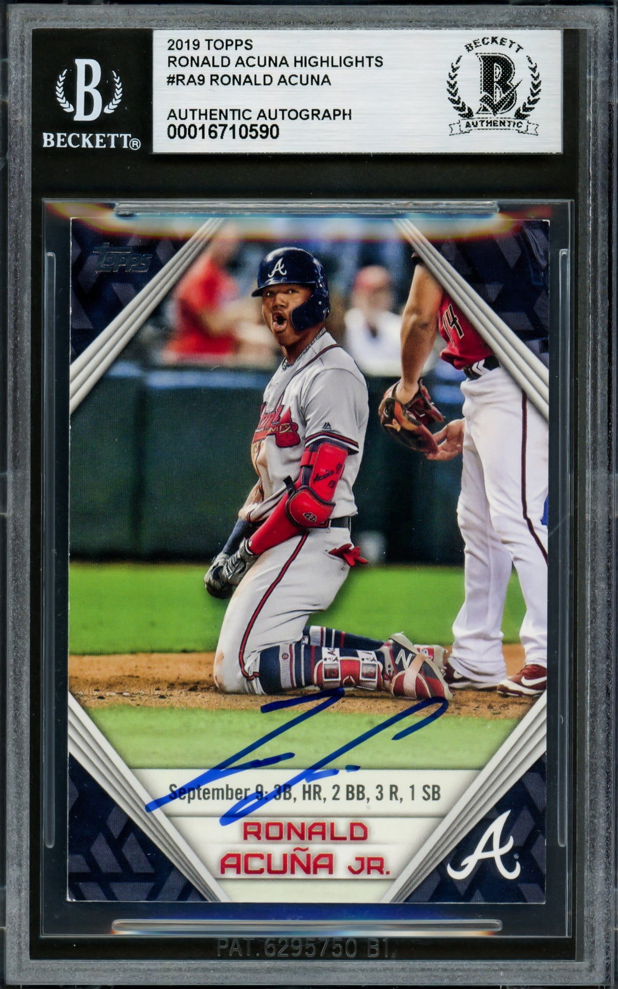 Ronald Acuna Jr. Autographed 2019 Topps Player Highlights Card #RA-9 Atlanta Braves Beckett BAS #16710590