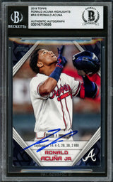 Ronald Acuna Jr. Autographed 2019 Topps Player Highlights Card #RA-10 Atlanta Braves Beckett BAS #16710595