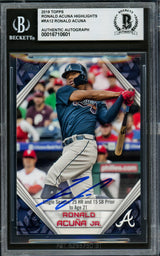 Ronald Acuna Jr. Autographed 2019 Topps Player Highlights Card #RA-12 Atlanta Braves Beckett BAS #16710601