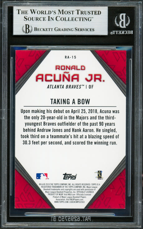 Ronald Acuna Jr. Autographed 2019 Topps Player Highlights Card #RA-15 Atlanta Braves Beckett BAS #16710610