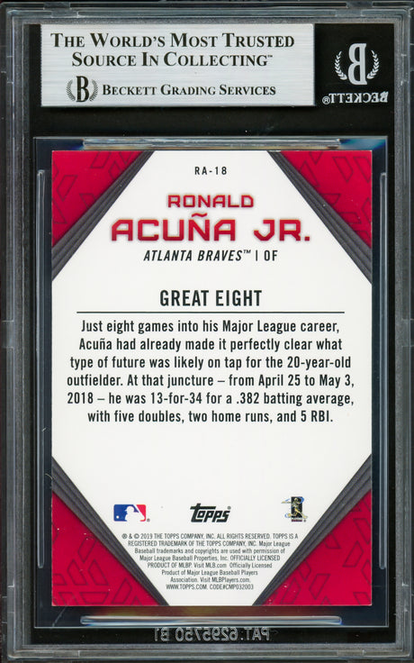 Ronald Acuna Jr. Autographed 2019 Topps Player Highlights Card #RA-18 Atlanta Braves Beckett BAS #16710623