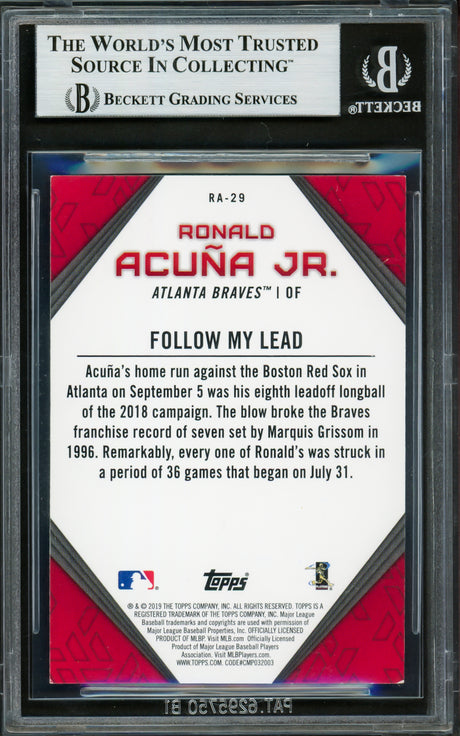 Ronald Acuna Jr. Autographed 2019 Topps Player Highlights Card #RA-29 Atlanta Braves Beckett BAS #16710681