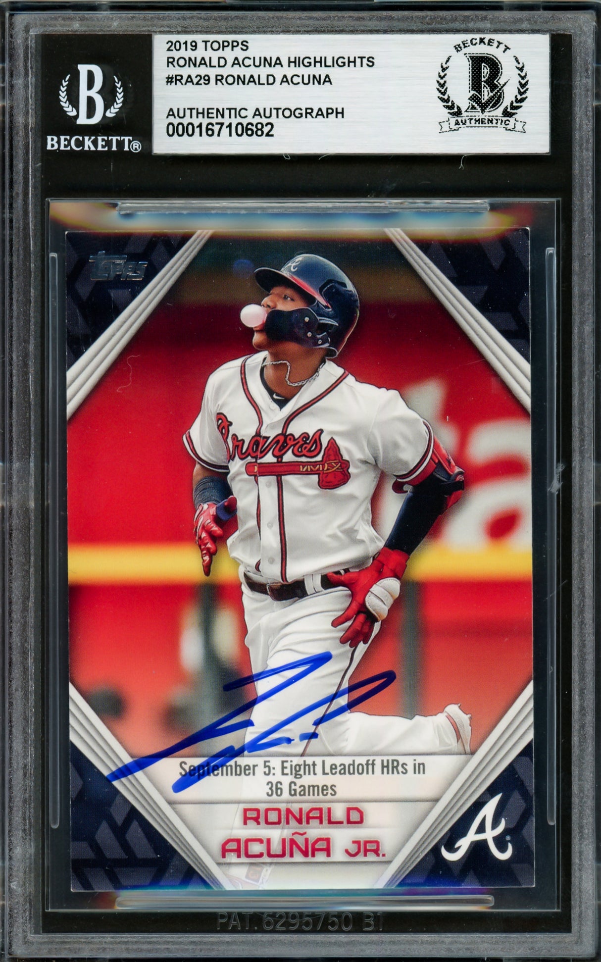 Ronald Acuna Jr. Autographed 2019 Topps Player Highlights Card #RA-29 Atlanta Braves Beckett BAS #16710682