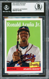 Ronald Acuna Jr. Autographed 2019 Topps Archives Card #100 Atlanta Braves Beckett BAS #16710726