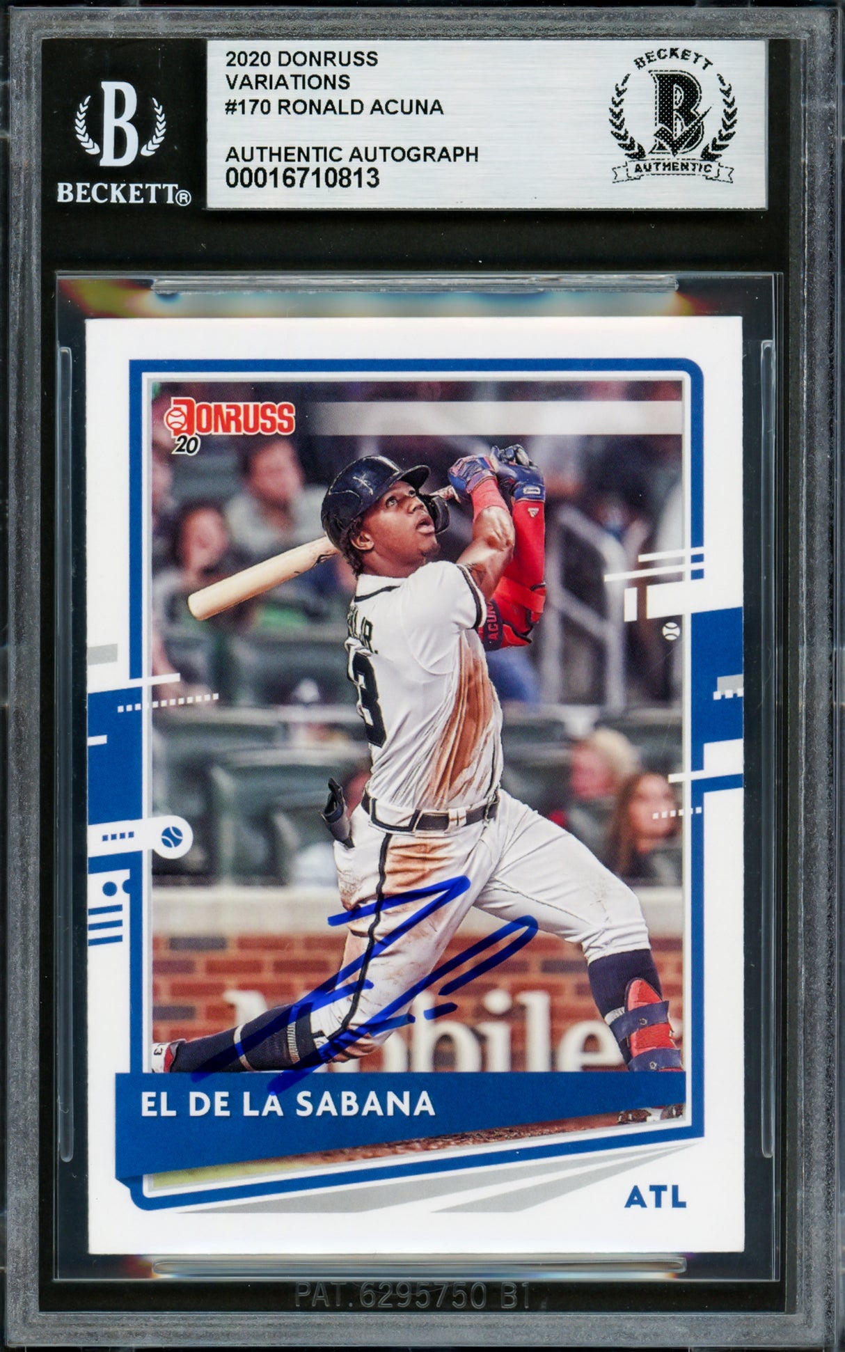 Ronald Acuna Jr. Autographed 2020 Donruss Variations Card #170 Atlanta Braves Beckett BAS #16710813