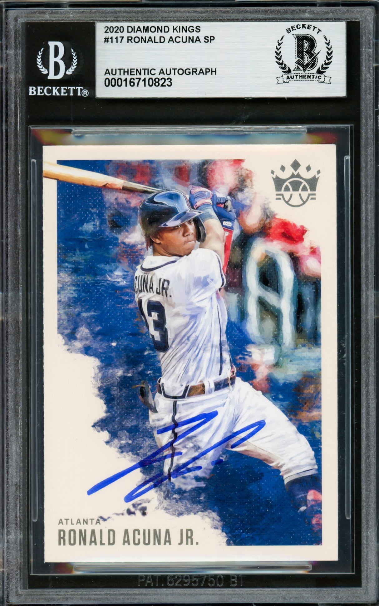 Ronald Acuna Jr. Autographed 2020 Panini Diamond Kings Card #117 Atlanta Braves Beckett BAS #16710823