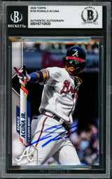 Ronald Acuna Jr. Autographed 2020 Topps Card #150 Atlanta Braves Beckett BAS #16710920