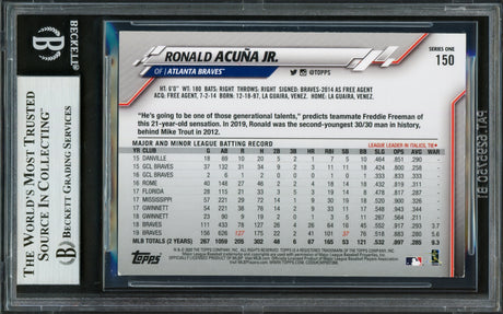 Ronald Acuna Jr. Autographed 2020 Topps Card #150 Atlanta Braves Beckett BAS #16710920