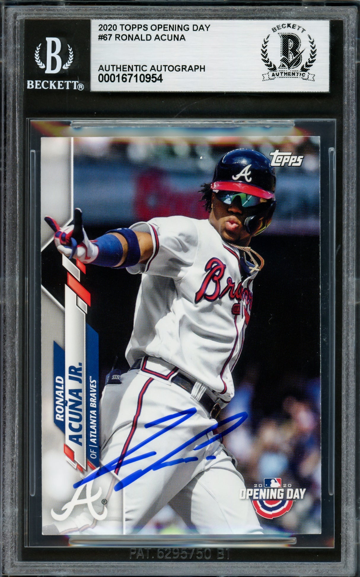 Ronald Acuna Jr. Autographed 2020 Topps Opening Day Card #67 Atlanta Braves Beckett BAS #16710954