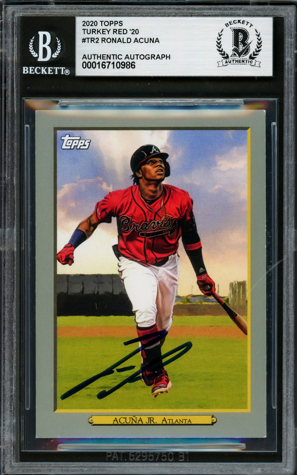 Ronald Acuna Jr. Autographed 2020 Topps Turkey Red Card #TR2 Atlanta Braves Beckett BAS #16710986