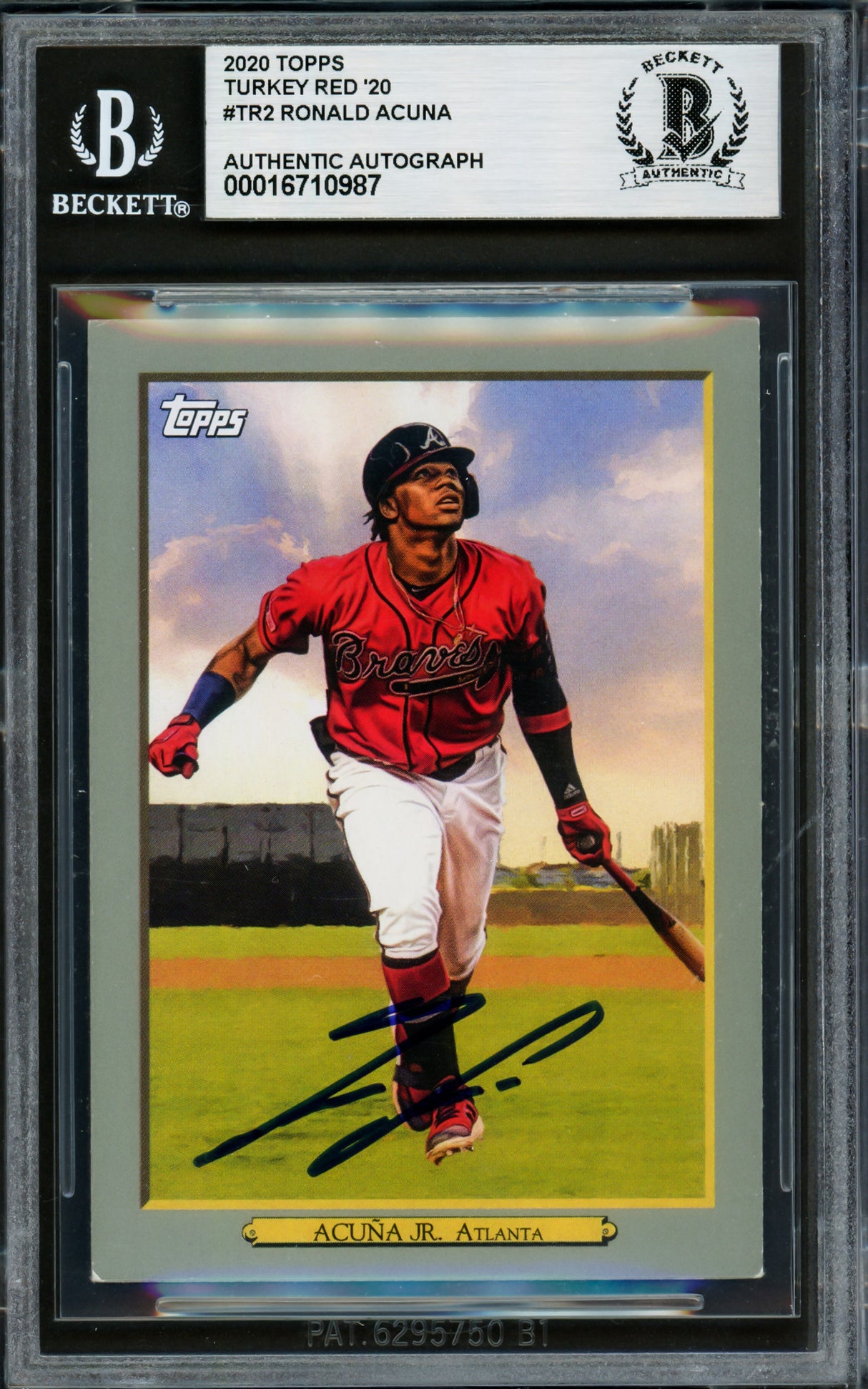 Ronald Acuna Jr. Autographed 2020 Topps Turkey Red Card #TR2 Atlanta Braves Beckett BAS #16710987