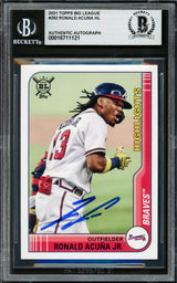 Ronald Acuna Jr. Autographed 2021 Topps Big League Card #292 Atlanta Braves Beckett BAS #16711121