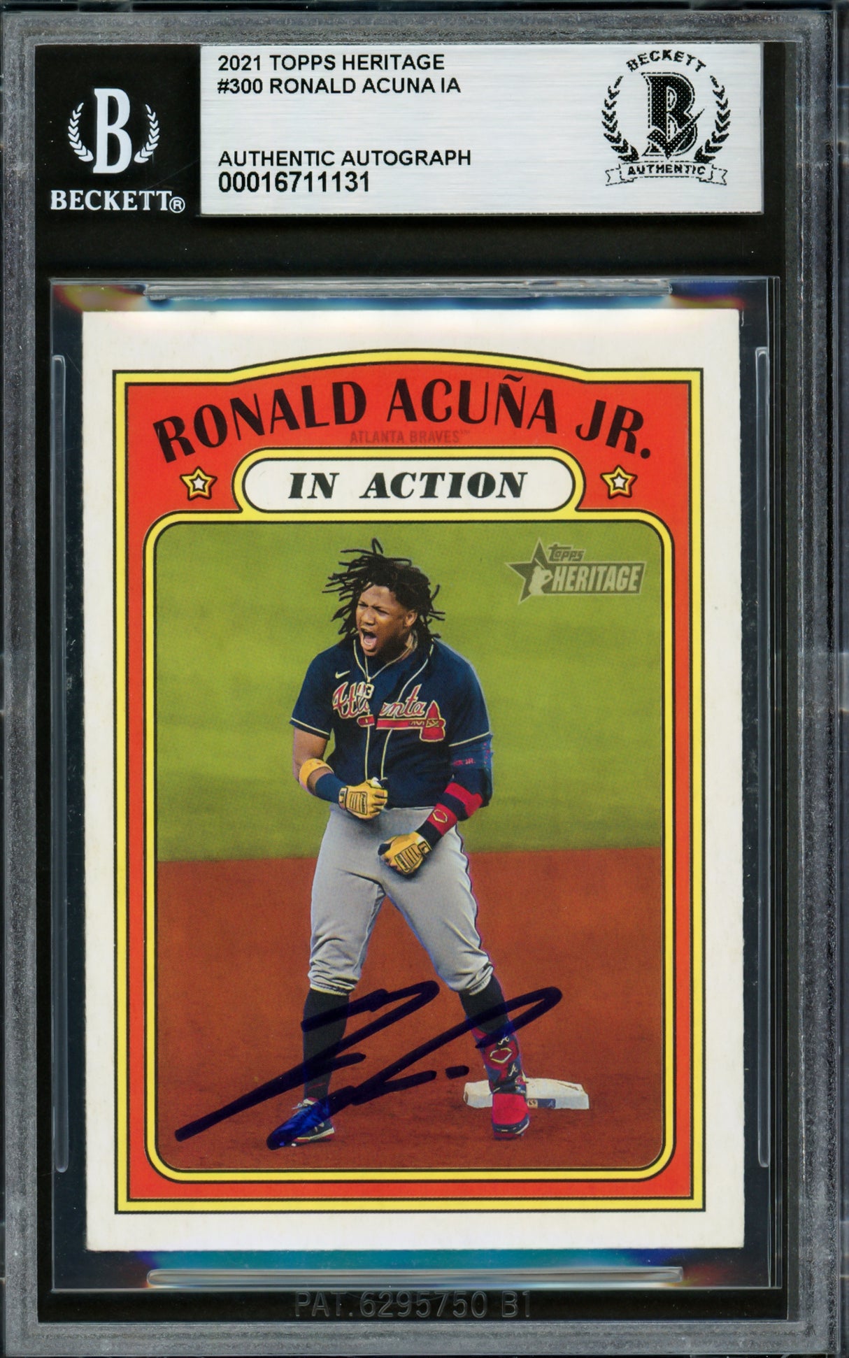 Ronald Acuna Jr. Autographed 2021 Topps Heritage Card #300 Atlanta Braves Beckett BAS #16711131