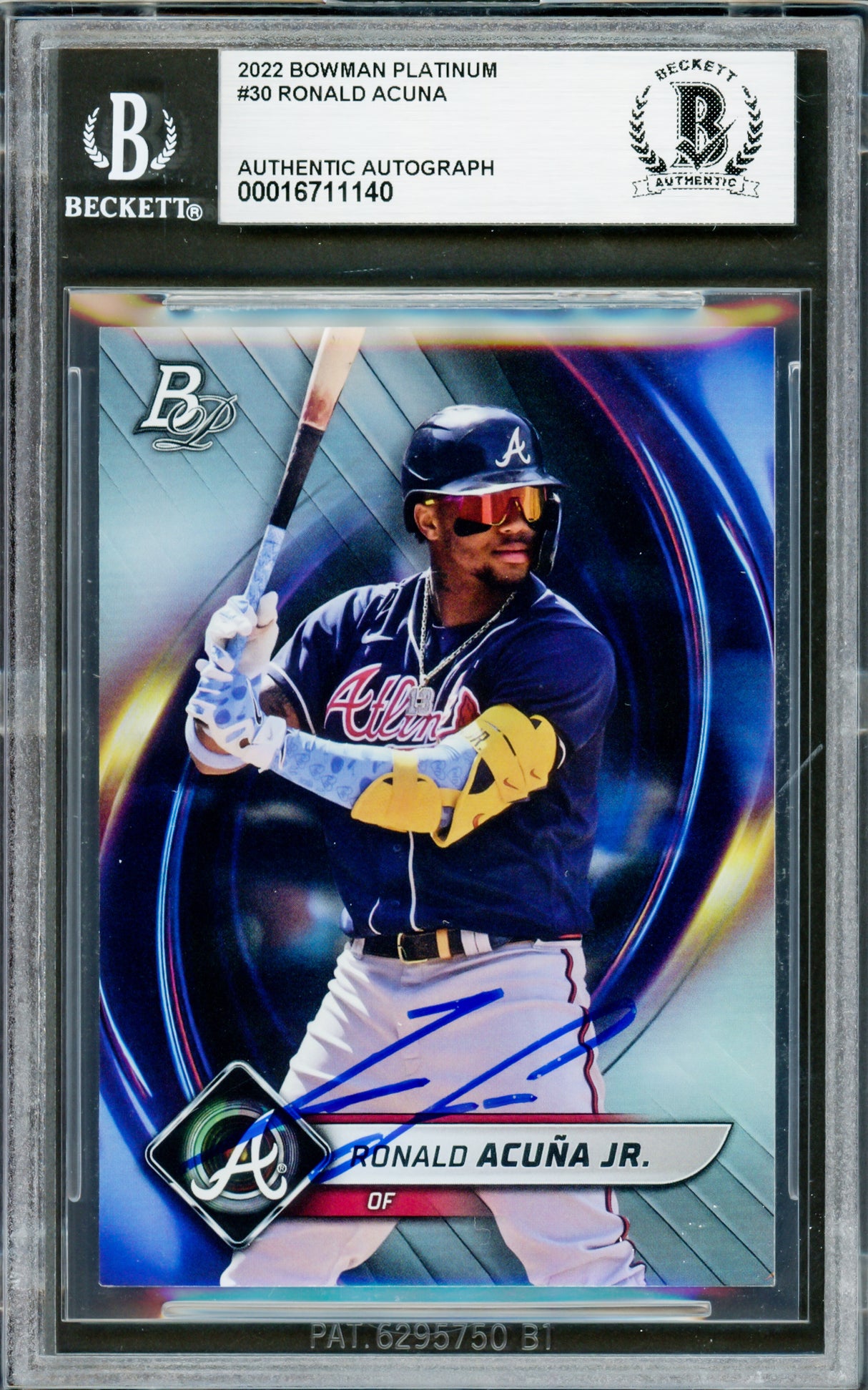 Ronald Acuna Jr. Autographed 2022 Bowman Platinum Card #30 Atlanta Braves Beckett BAS #16711140