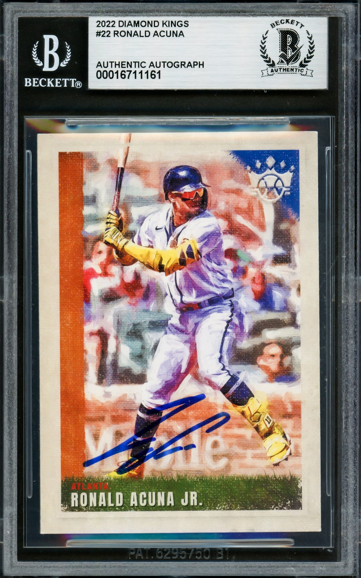 Ronald Acuna Jr. Autographed 2022 Donruss Diamond Kings Card #22 Atlanta Braves Beckett BAS #16711161