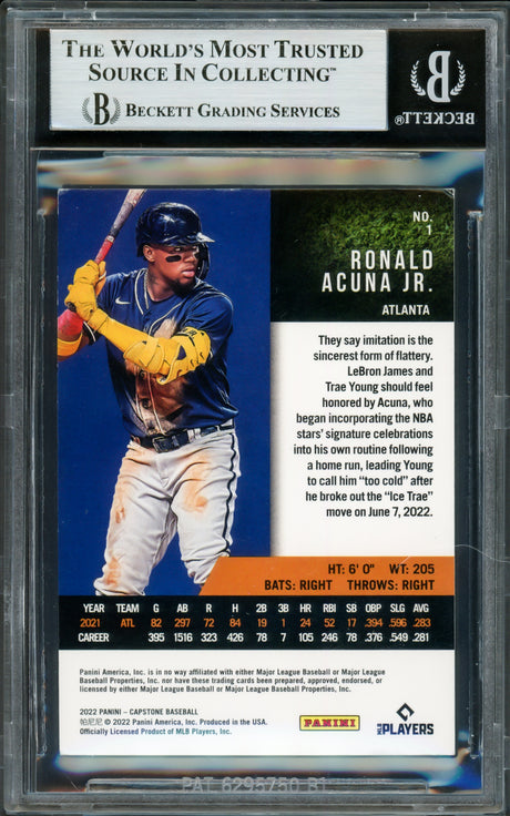 Ronald Acuna Jr. Autographed 2022 Panini Capstone Card #1 Atlanta Braves Beckett BAS #16711175